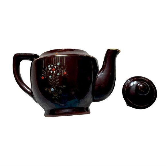 Japan 1940’s Vintage Moriage Brown Teapot Small - Picture 7 of 14